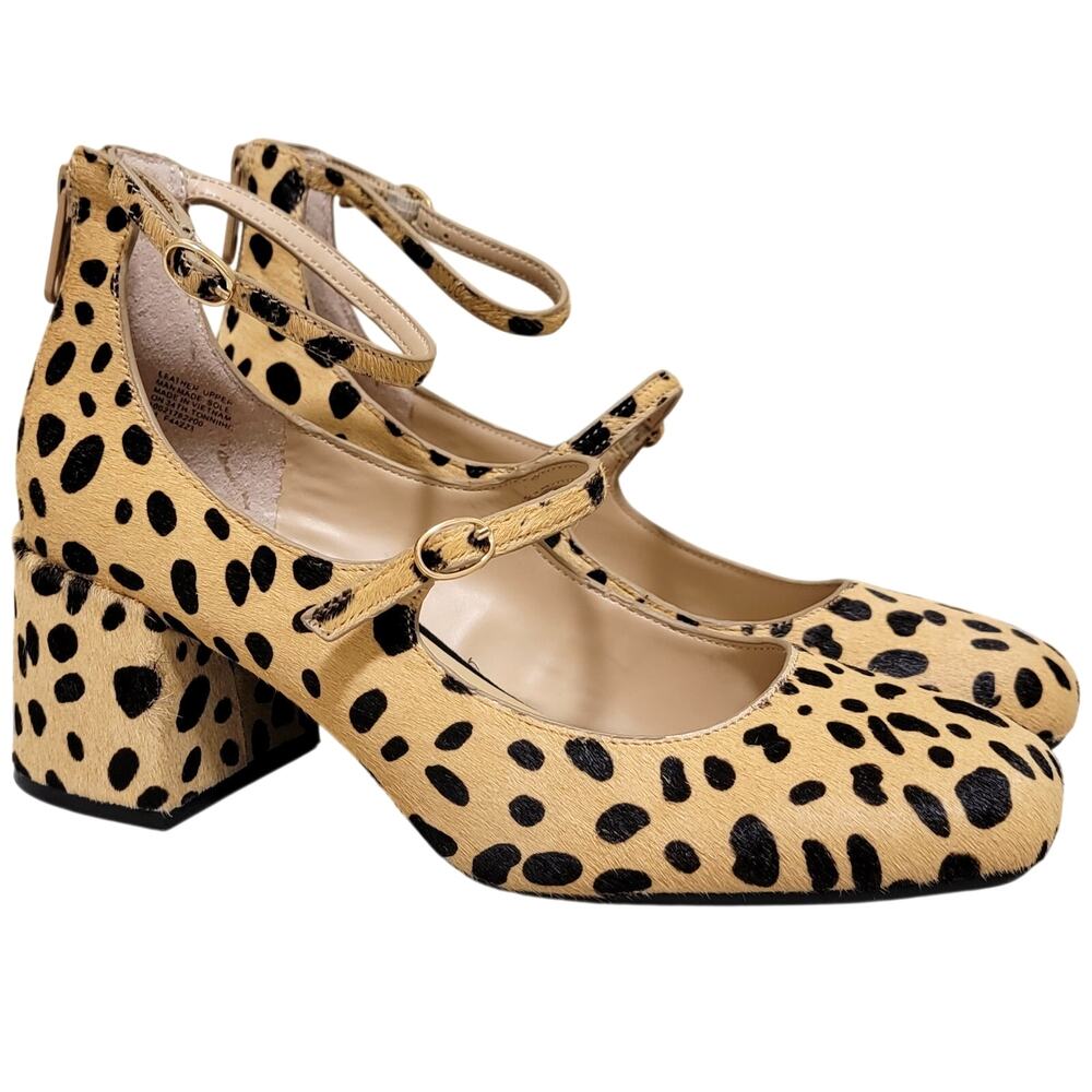 On 34th Women Tonii Mary Jane Ankle Strap Pump Heels Size US 9M Leopard Print